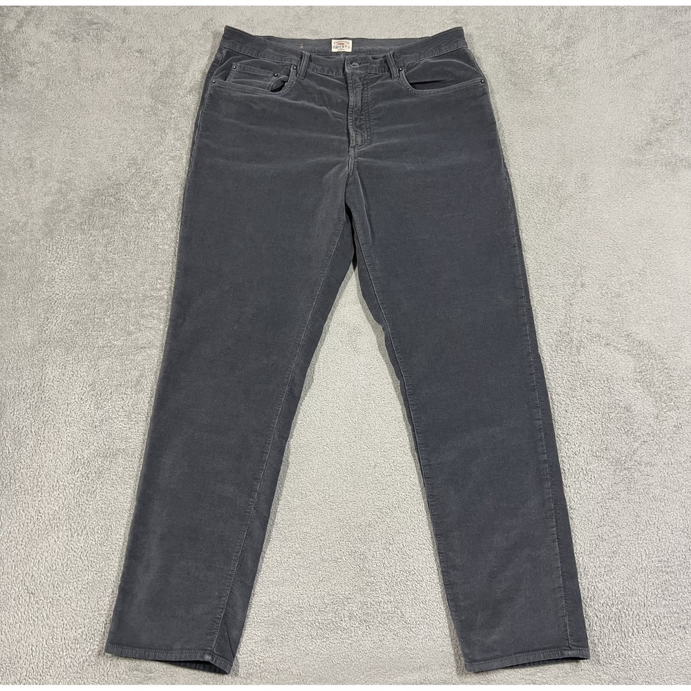 Faherty Stretch Terry Corduroy 5-Pocket Pants Mens 34x32 Gray Slim
